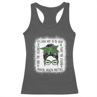 Mental Health Matters Racerback Tank Top Messy Bun Green Ribbon Support