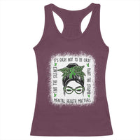 Mental Health Matters Racerback Tank Top Messy Bun Green Ribbon Support
