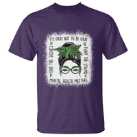 Mental Health Matters T Shirt Messy Bun Green Ribbon Support