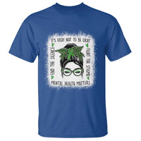 Mental Health Matters T Shirt Messy Bun Green Ribbon Support
