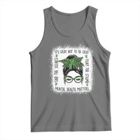 Mental Health Matters Tank Top Messy Bun Green Ribbon Support