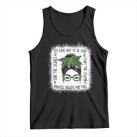 Mental Health Matters Tank Top Messy Bun Green Ribbon Support