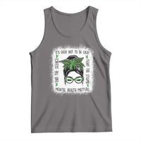 Mental Health Matters Tank Top Messy Bun Green Ribbon Support