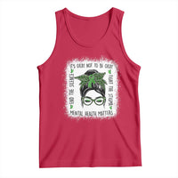 Mental Health Matters Tank Top Messy Bun Green Ribbon Support