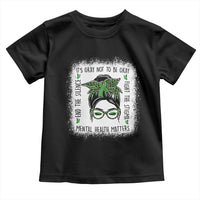 Mental Health Matters Toddler T Shirt Messy Bun Green Ribbon Support