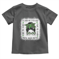 Mental Health Matters Toddler T Shirt Messy Bun Green Ribbon Support