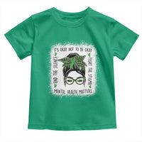 Mental Health Matters Toddler T Shirt Messy Bun Green Ribbon Support