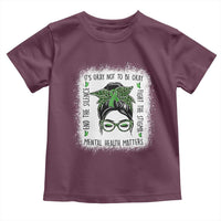 Mental Health Matters Toddler T Shirt Messy Bun Green Ribbon Support