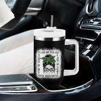 Mental Health Matters Tumbler With Handle Messy Bun Green Ribbon Support