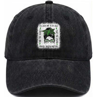 Mental Health Matters Washed Cotton Baseball Cap Messy Bun Green Ribbon Support