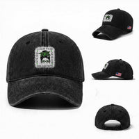 Mental Health Matters Washed Cotton Baseball Cap Messy Bun Green Ribbon Support