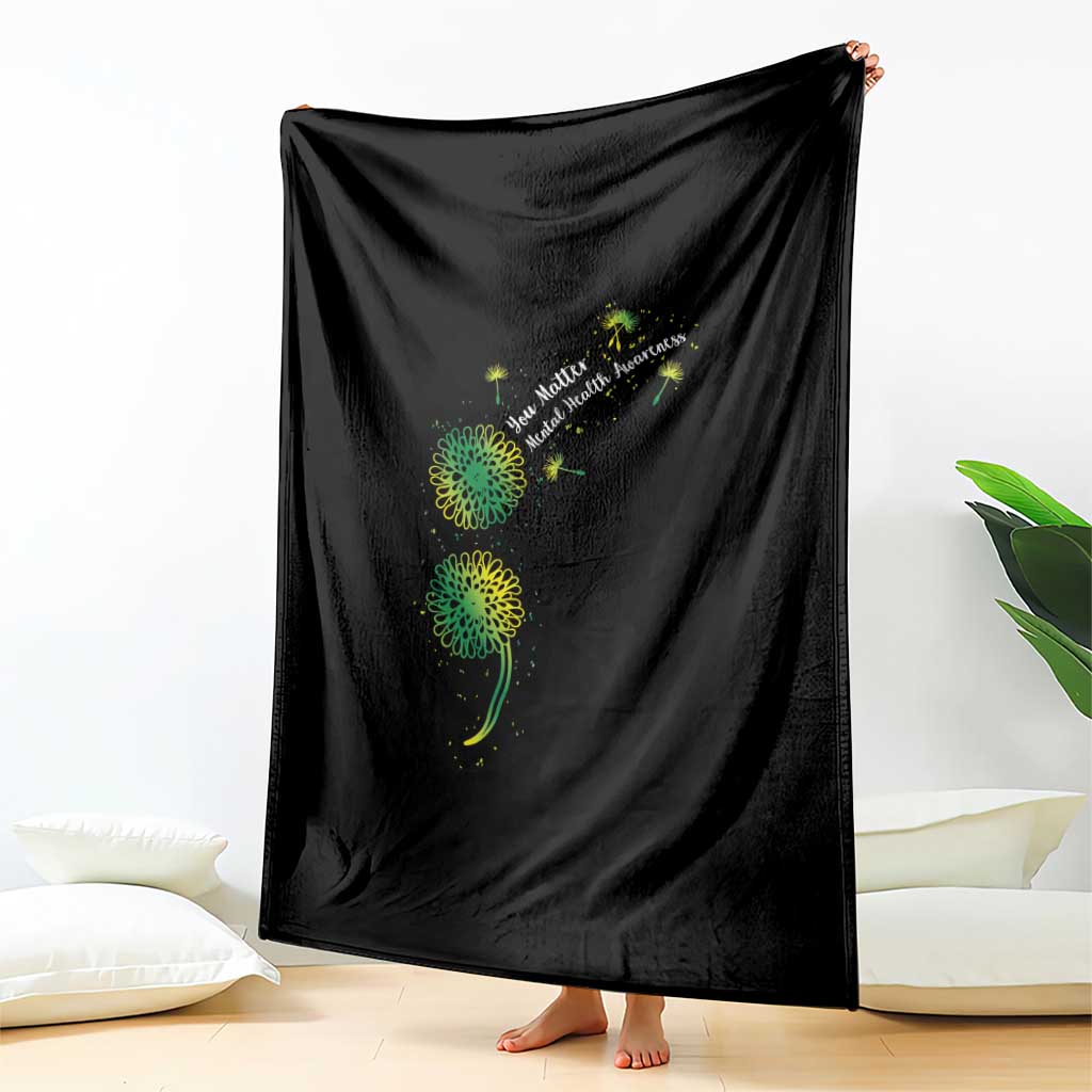 Mental Health Awarenes Throw Blanket Semicolon Dandelion You Matter