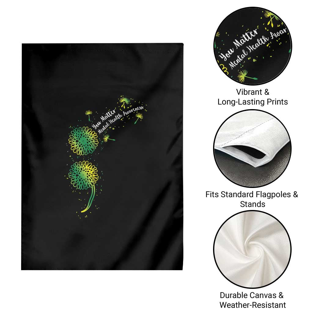 Mental Health Awarenes Garden Flag Semicolon Dandelion You Matter