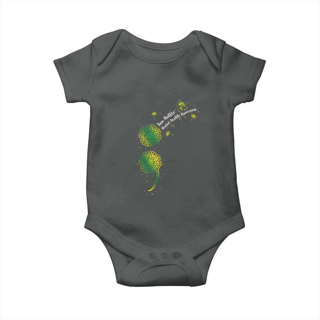 Mental Health Awarenes Baby Onesie Semicolon Dandelion You Matter