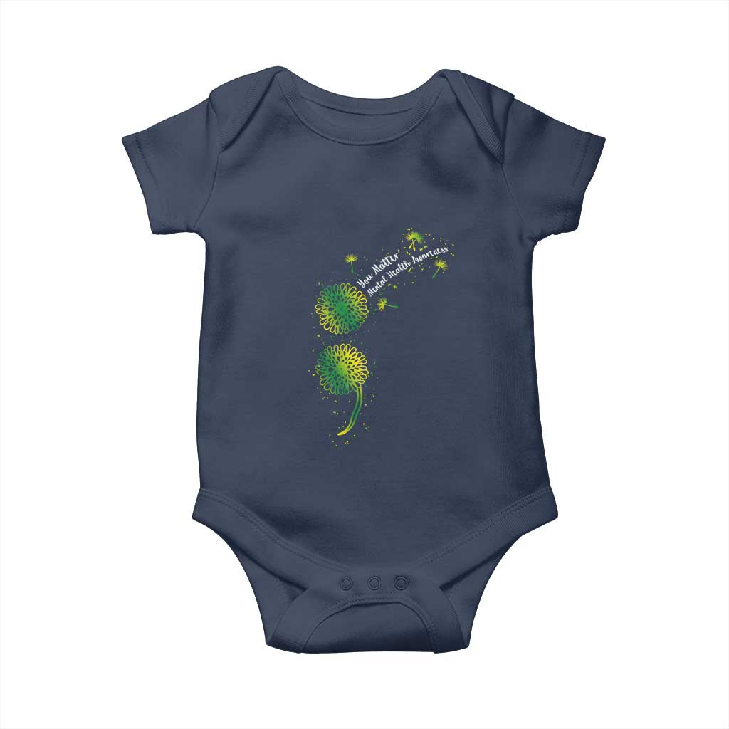 Mental Health Awarenes Baby Onesie Semicolon Dandelion You Matter