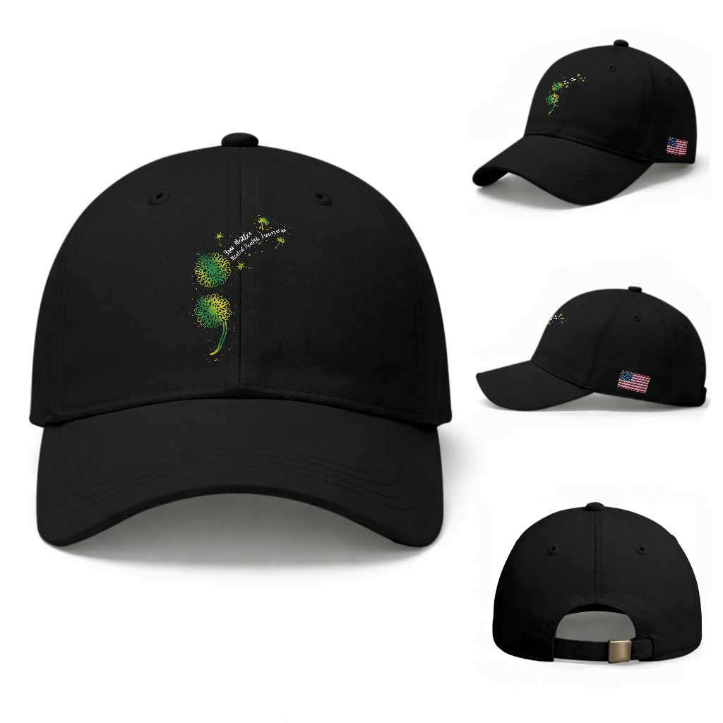 Mental Health Awarenes Baseball Cap Semicolon Dandelion You Matter