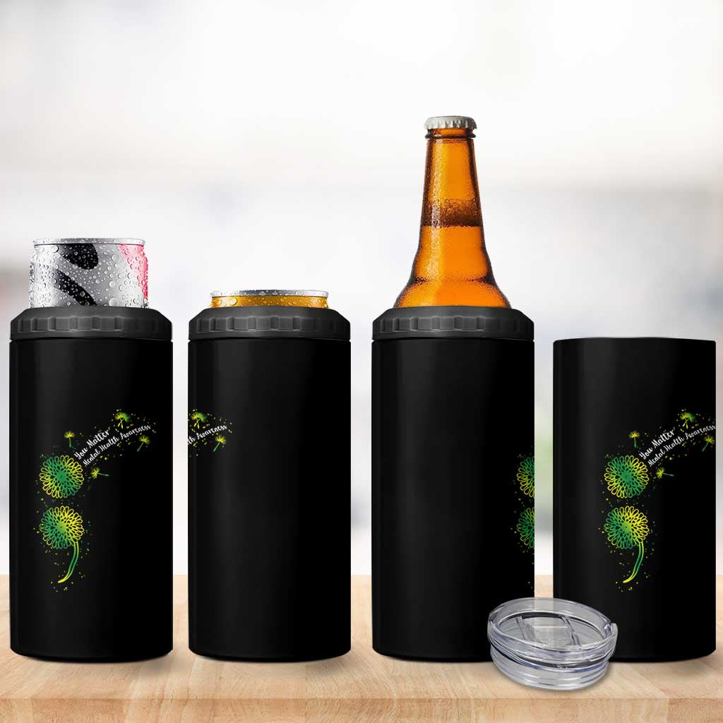 Mental Health Awarenes 4 in 1 Can Cooler Tumbler Semicolon Dandelion You Matter