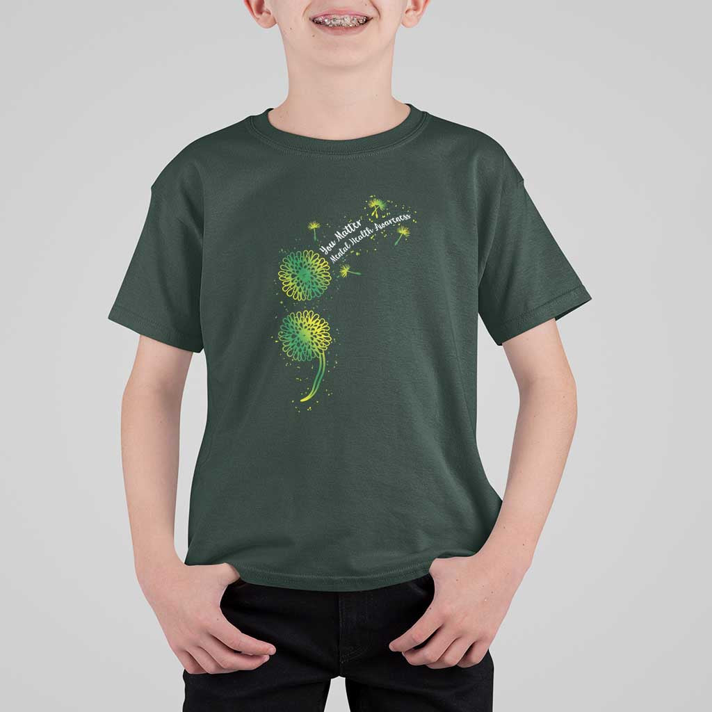 Mental Health Awarenes T Shirt For Kid Semicolon Dandelion You Matter
