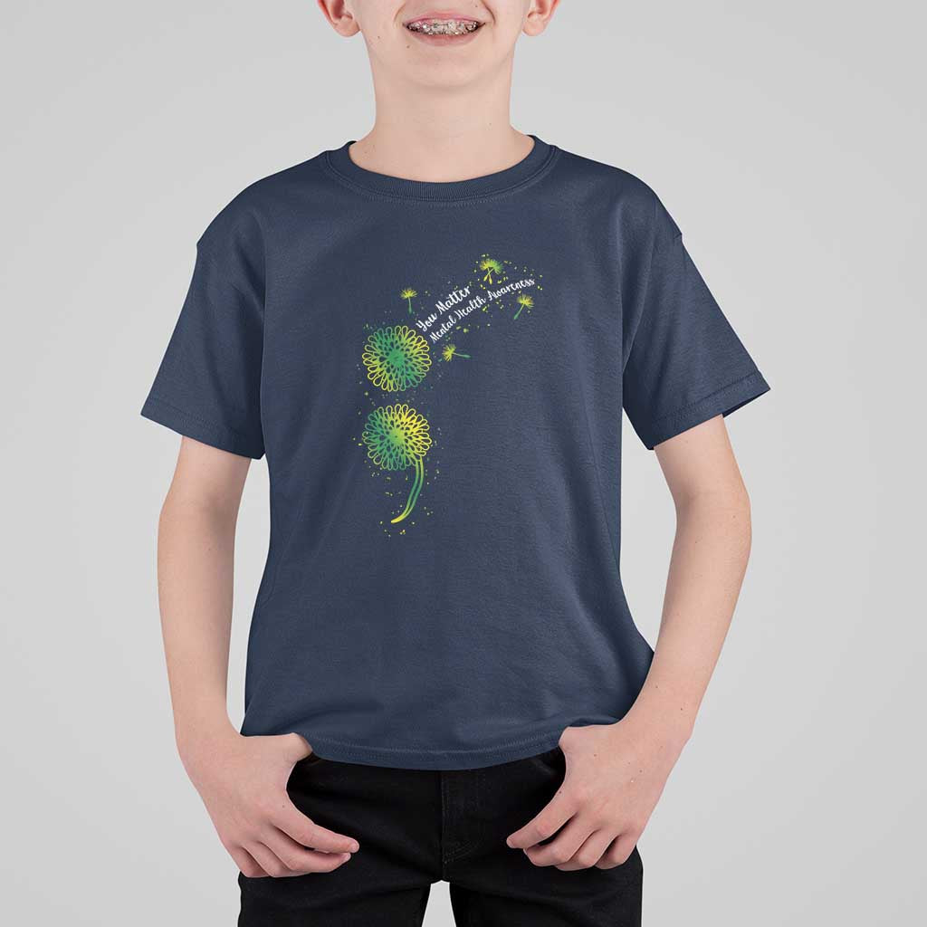 Mental Health Awarenes T Shirt For Kid Semicolon Dandelion You Matter