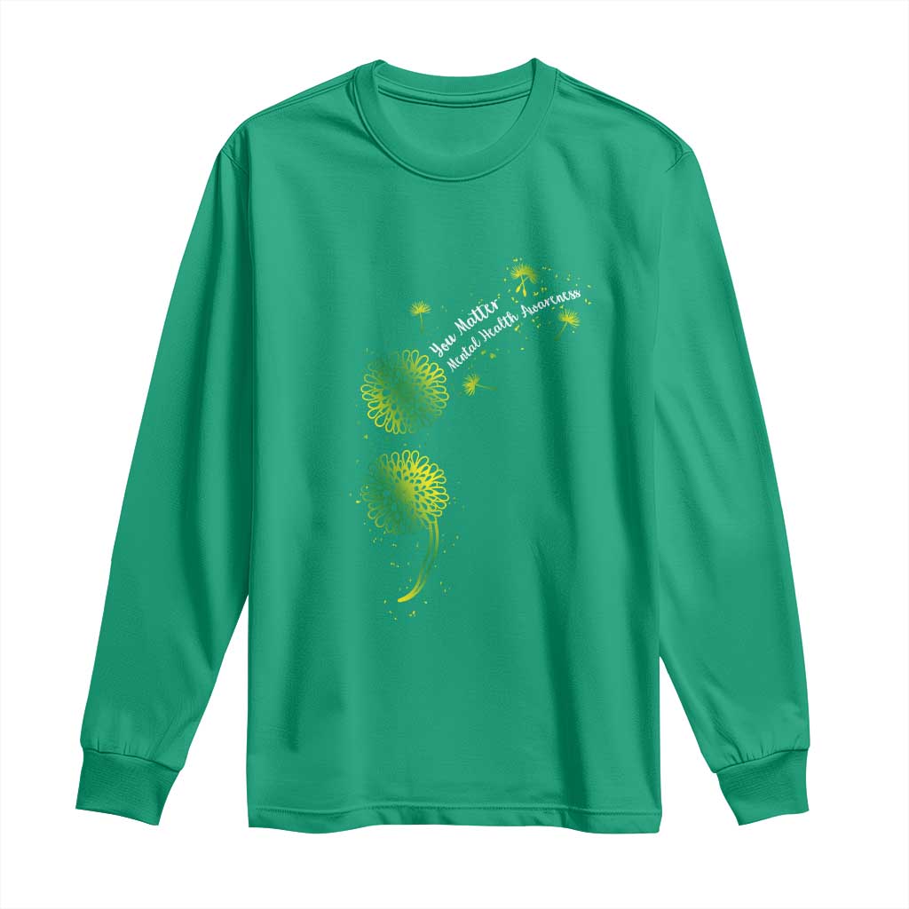 Mental Health Awarenes Long Sleeve Shirt Semicolon Dandelion You Matter