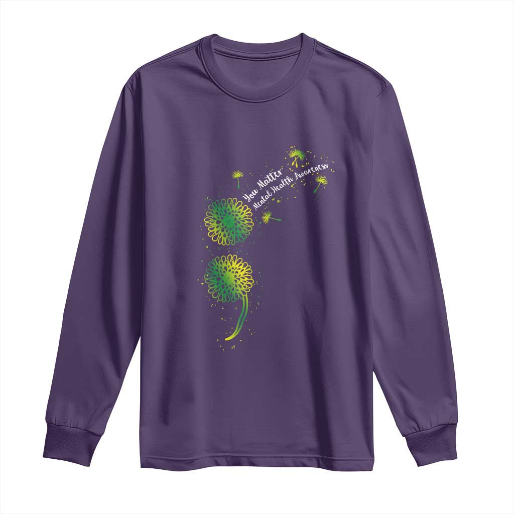Mental Health Awarenes Long Sleeve Shirt Semicolon Dandelion You Matter