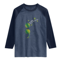 Mental Health Awarenes Raglan Shirt Semicolon Dandelion You Matter