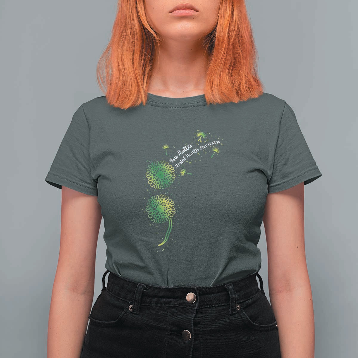 Mental Health Awarenes T Shirt For Women Semicolon Dandelion You Matter