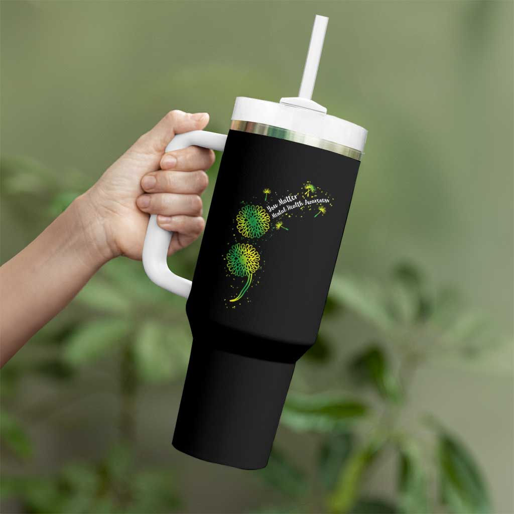 Mental Health Awarenes Tumbler With Handle Semicolon Dandelion You Matter