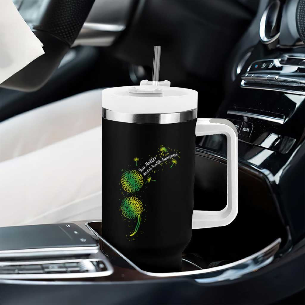 Mental Health Awarenes Tumbler With Handle Semicolon Dandelion You Matter