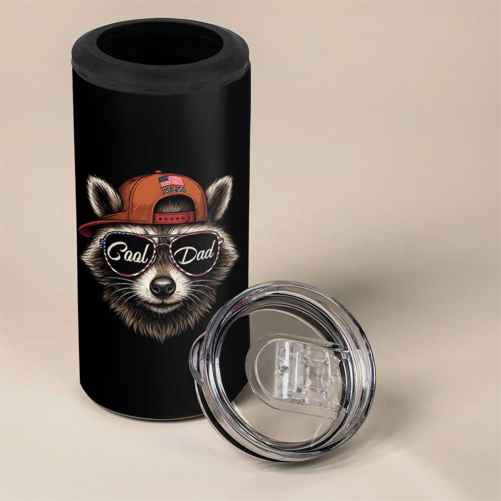 Cool Dad 4 in 1 Can Cooler Tumbler Raccoon Daddy Father's Day Gift