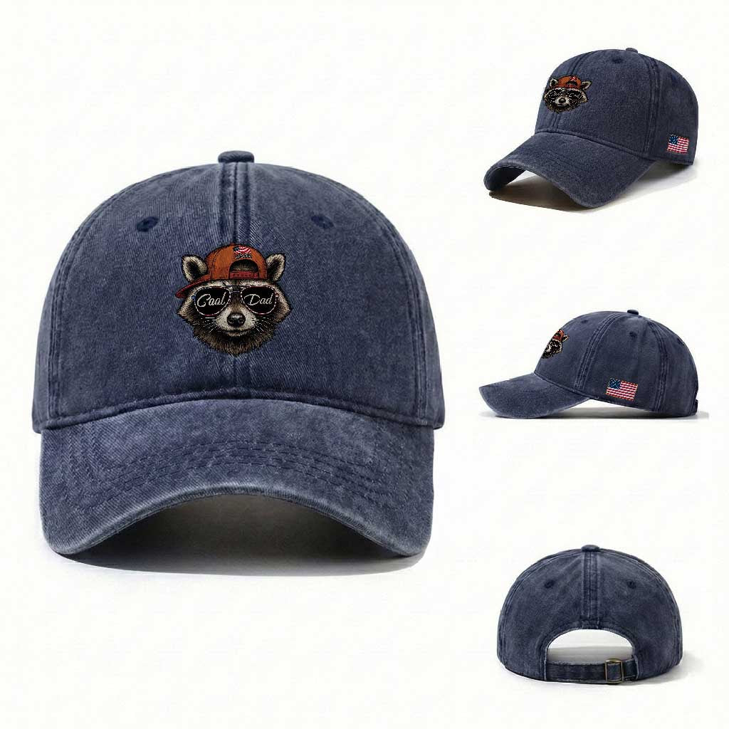 Cool Dad Washed Cotton Baseball Cap Raccoon Daddy Father's Day Gift