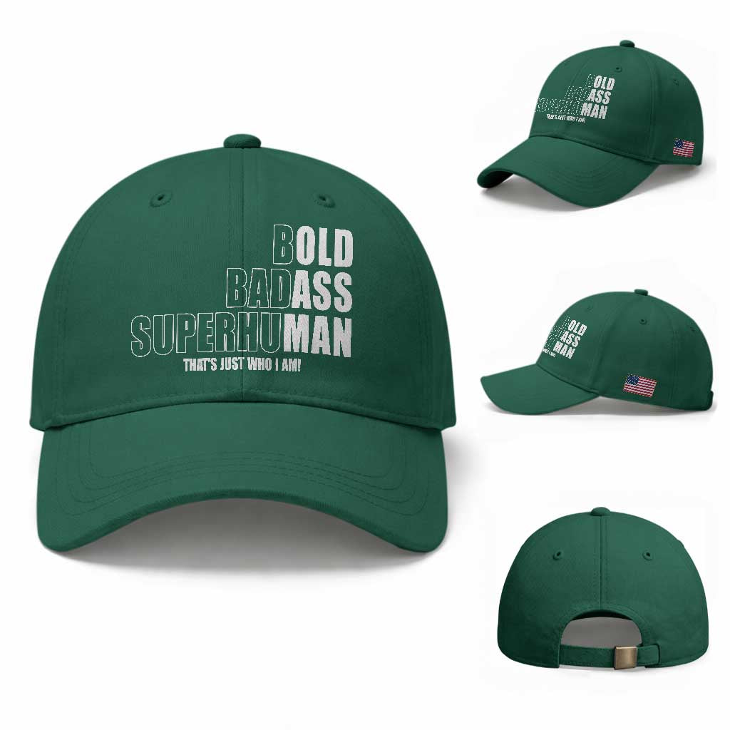 Bold Badass Superhuman Old Ass Man Baseball Cap Funny Grandpa Dad Motivational Quote