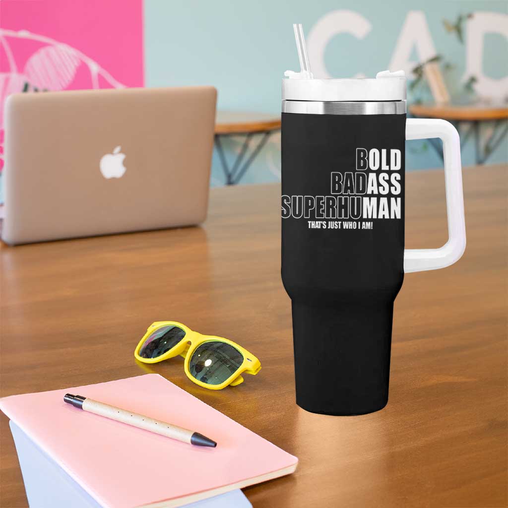 Bold Badass Superhuman Old Ass Man Tumbler With Handle Funny Grandpa Dad Motivational Quote