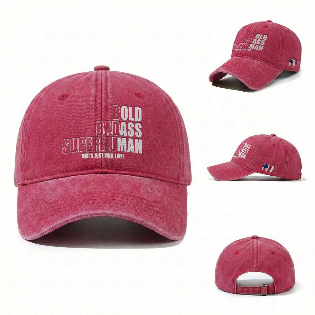 Bold Badass Superhuman Old Ass Man Washed Cotton Baseball Cap Funny Grandpa Dad Motivational Quote