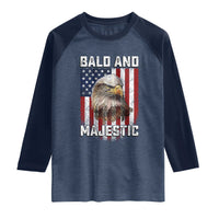 Bald and Majestic Bald Eagle 4th of July Raglan Shirt Funny Dad Husband Grandpa Joke