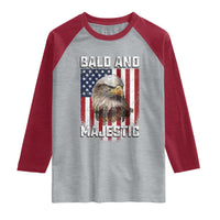 Bald and Majestic Bald Eagle 4th of July Raglan Shirt Funny Dad Husband Grandpa Joke