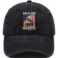 Bald and Majestic Bald Eagle 4th of July Washed Cotton Baseball Cap Funny Dad Husband Grandpa Joke