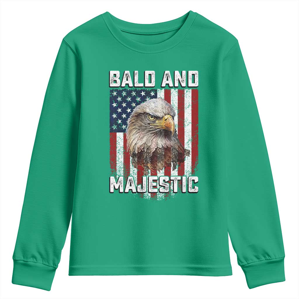 Bald and Majestic Bald Eagle 4th of July Youth Sweatshirt Funny Dad Husband Grandpa Joke