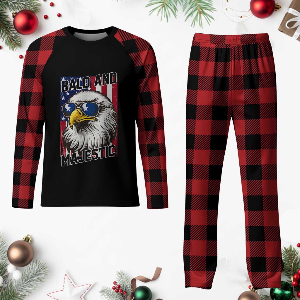 Bald and Majestic Plaid Pajama Set Patriotic Bald Eagle 4th Of July