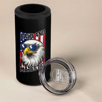 Bald and Majestic 4 in 1 Can Cooler Tumbler Patriotic Bald Eagle 4th Of July