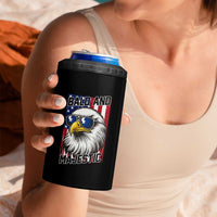 Bald and Majestic 4 in 1 Can Cooler Tumbler Patriotic Bald Eagle 4th Of July