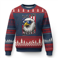 Bald and Majestic Ugly Christmas Sweater Patriotic Bald Eagle 4th Of July