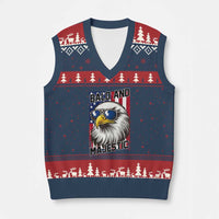 Bald and Majestic V-Neck Knit Sweater Vest Patriotic Bald Eagle 4th Of July
