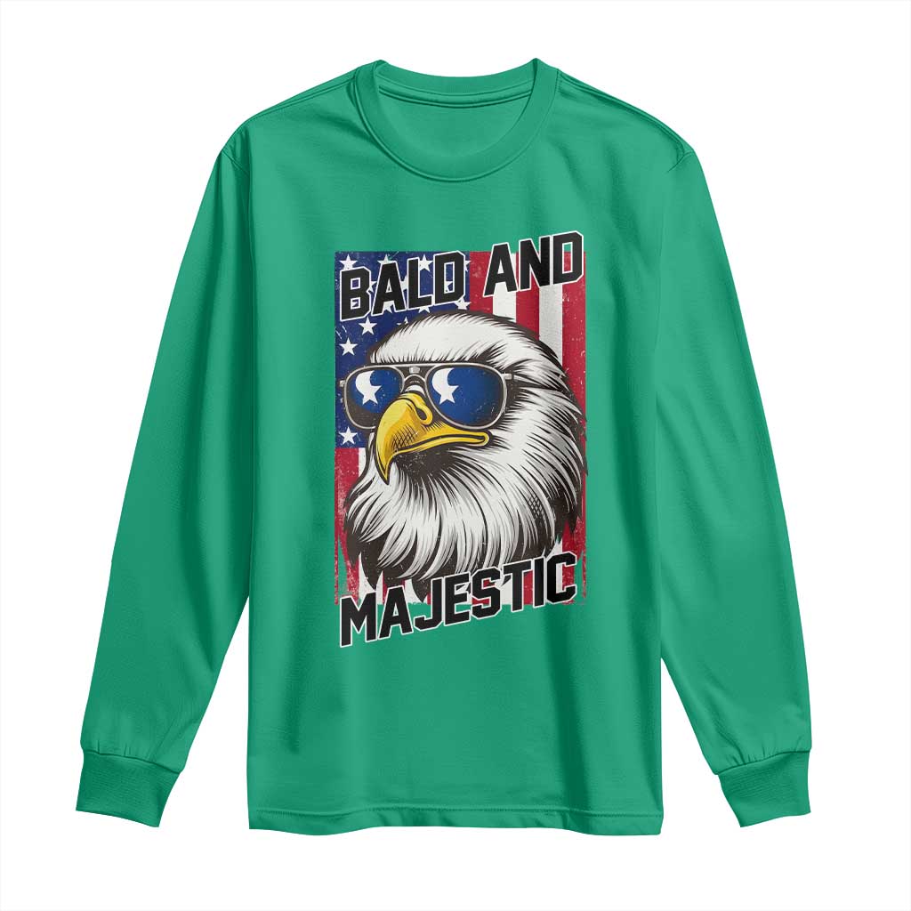 Bald and Majestic Long Sleeve Shirt Patriotic Bald Eagle 4th Of July