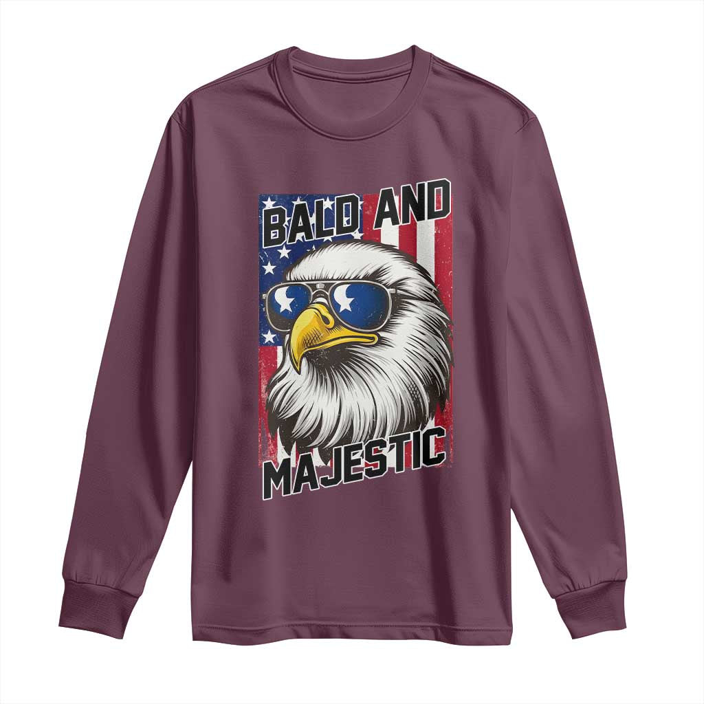 Bald and Majestic Long Sleeve Shirt Patriotic Bald Eagle 4th Of July