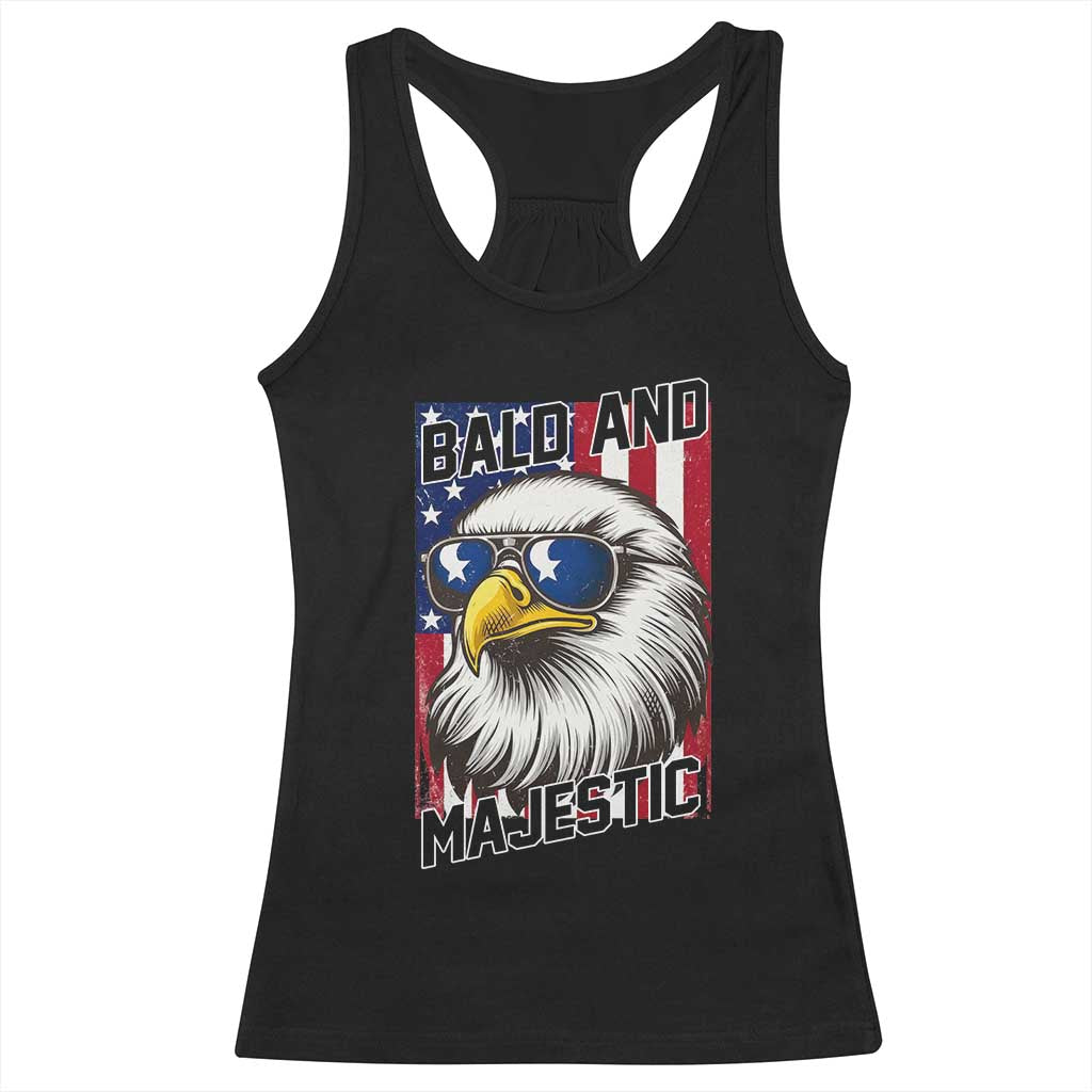 Bald and Majestic Racerback Tank Top Patriotic Bald Eagle 4th Of July