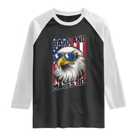Bald and Majestic Raglan Shirt Patriotic Bald Eagle 4th Of July