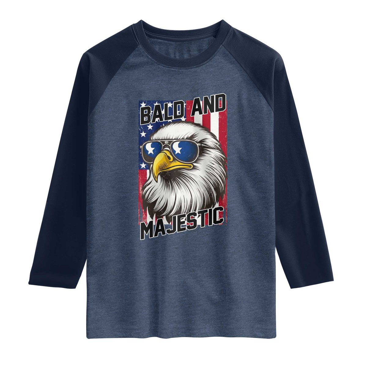 Bald and Majestic Raglan Shirt Patriotic Bald Eagle 4th Of July