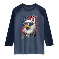 Bald and Majestic Raglan Shirt Patriotic Bald Eagle 4th Of July
