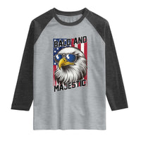 Bald and Majestic Raglan Shirt Patriotic Bald Eagle 4th Of July